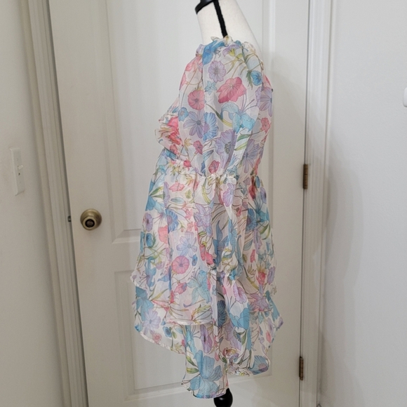 Forever 21 Size S Organza Puff Sleeve Babydoll Mini Dress, Exc. Used Condition - Picture 5 of 16